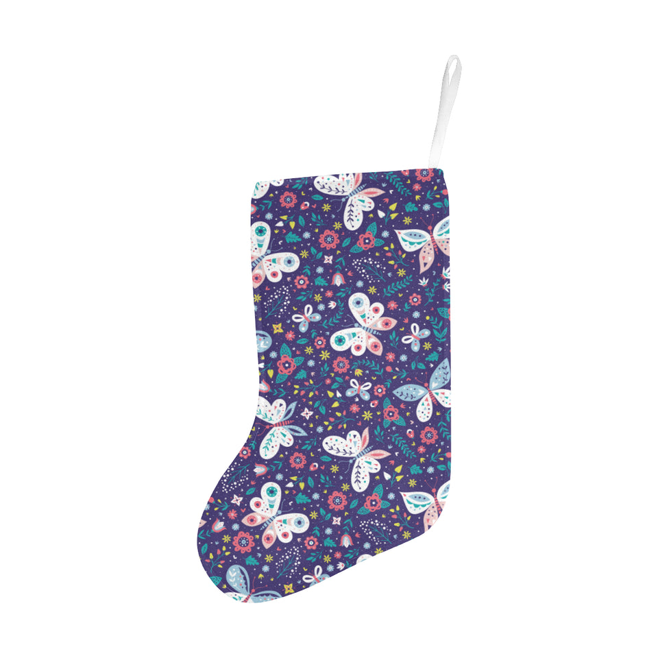 Colorful butterfly flower pattern.eps Christmas Stocking