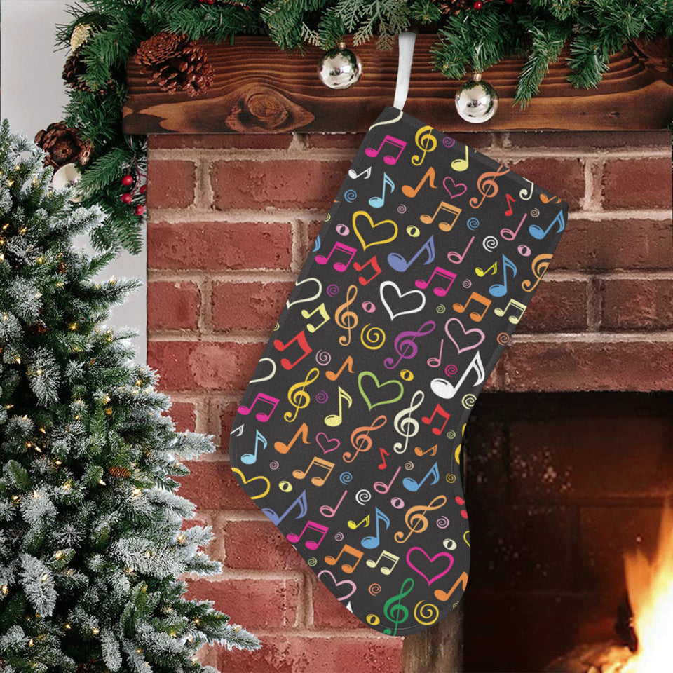 Music Notes Pattern Print Design 02 Christmas Stocking