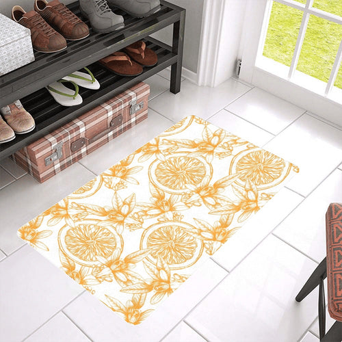 hand drawn orange fruit pattern Doormat