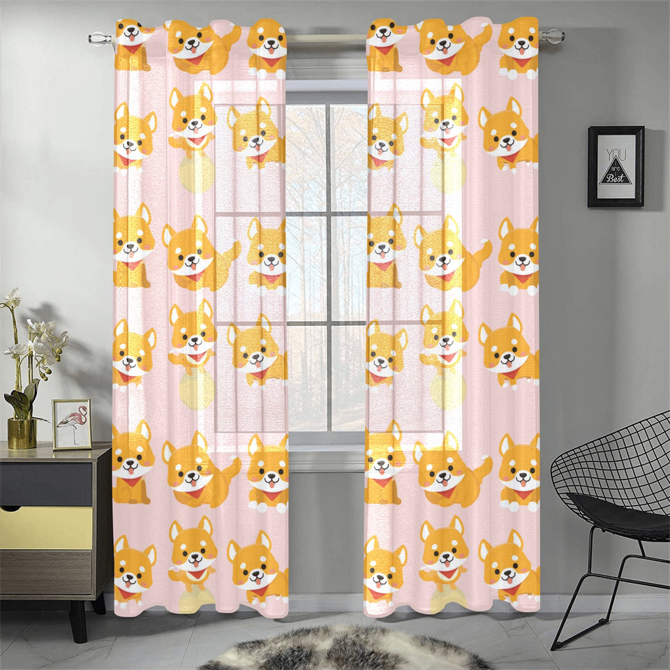 Cute shiba inu dog pattern Gauze Curtain