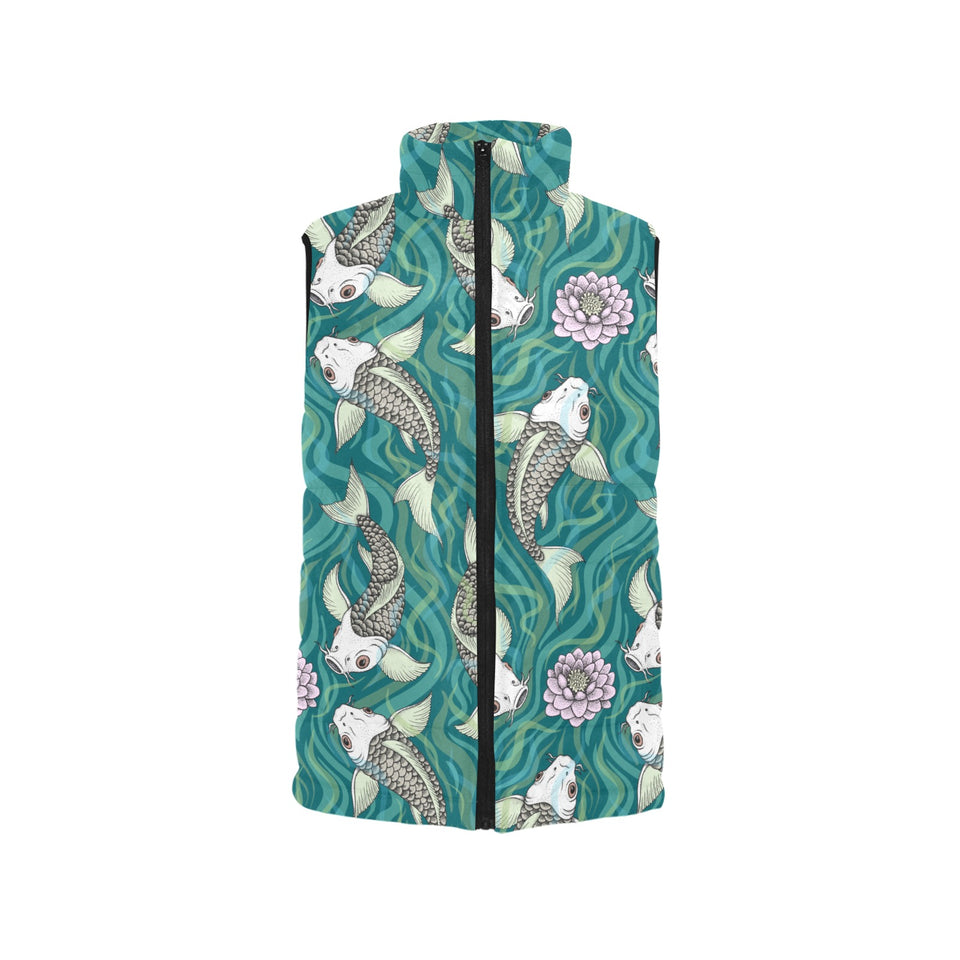 Koi Fish Carp Fish lotus pattern Women's Padded Vest