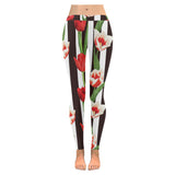 red and white tulips pattern Women's Legging Fulfilled In US