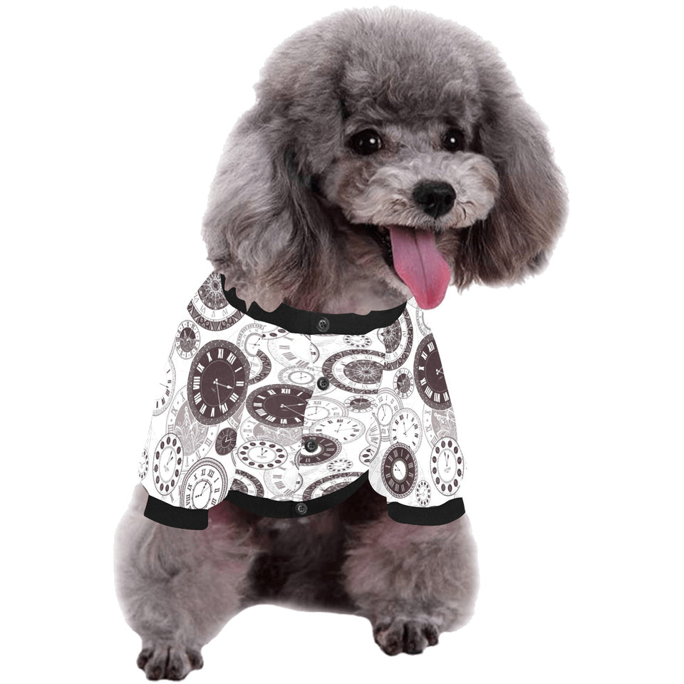 Classic vintage clock pattern All Over Print Pet Dog Round Neck Fuzzy Shirt
