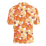 Orange yellow orchid flower pattern background Men's All Over Print Polo Shirt