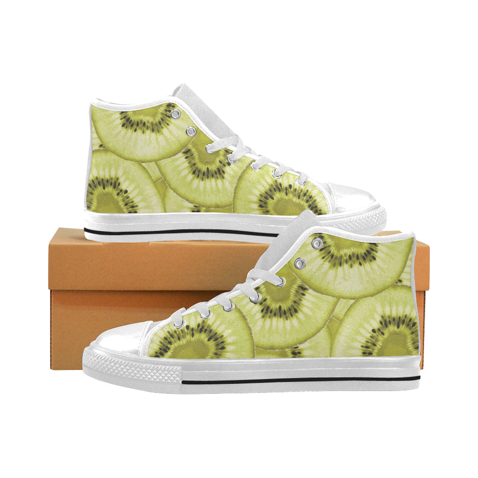 Sliced kiwi pattern Men's High Top Canvas Shoes White