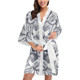 Guava tropical hand drawn pattern Women's Short Kimono Robe
