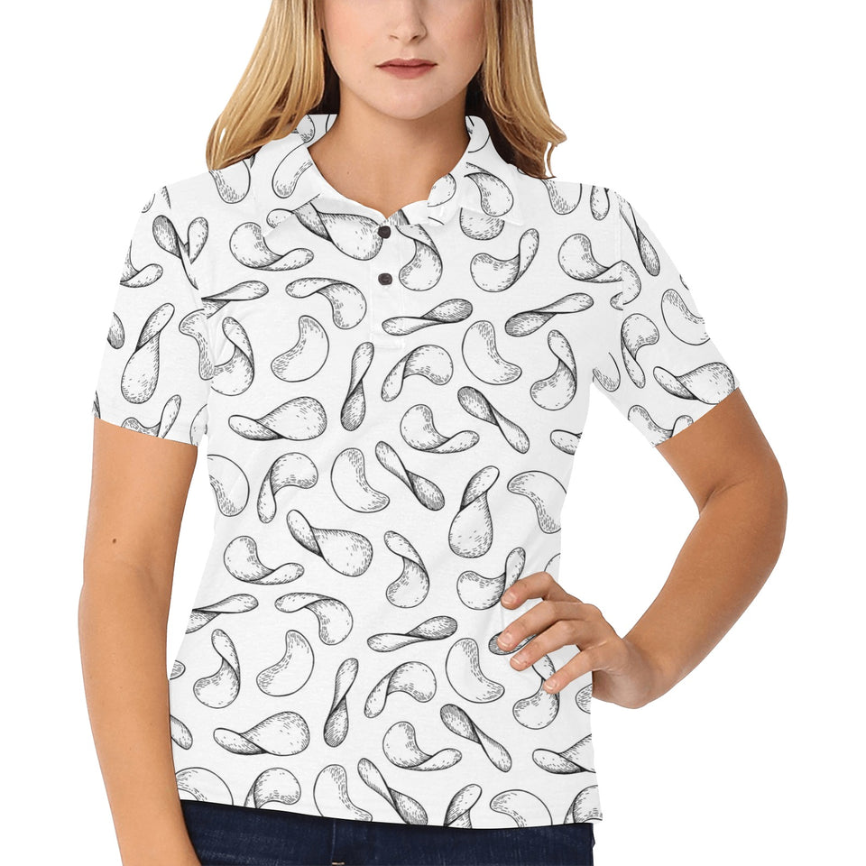 Potato Chips Pattern Print Design 04 Women's All Over Print Polo Shirt