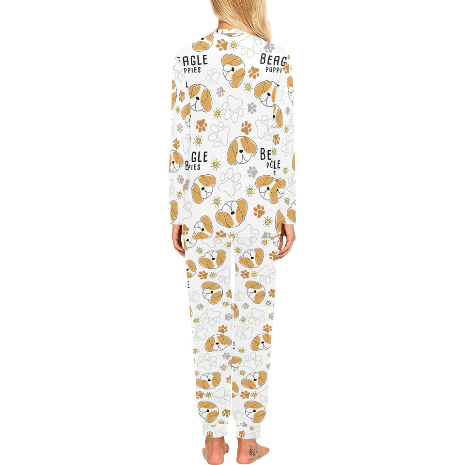 Cute beagle dog pattern background Women's All Over Print Pajama Set