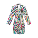 Colorful zebra skin pattern Women's Long Sleeve Belted Night Robe