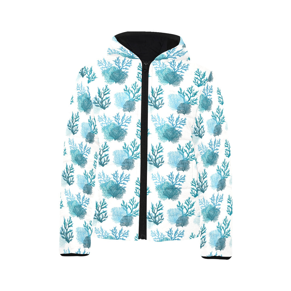Coral Reef Pattern Print Design 04 Kids' Boys' Girls' Padded Hooded Jacket