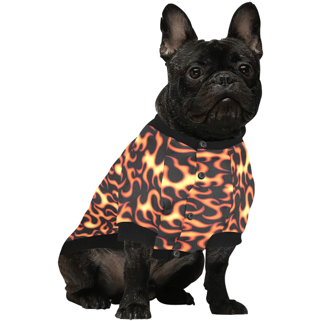 Fire flame dark pattern All Over Print Pet Dog Round Neck Fuzzy Shirt