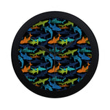 Colorful shark Elegant Black Wall Clock