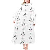 Penguin pattern Blanket Robe with Sleeves