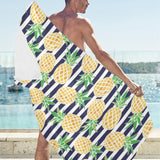 Pineapples pattern striped background Beach Towel