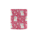 Maneki neko cat sakura pink background Morphing Mug Heat Changing Mug