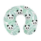Panda pattern tropical leaves background U-Shaped Travel Neck Pillow