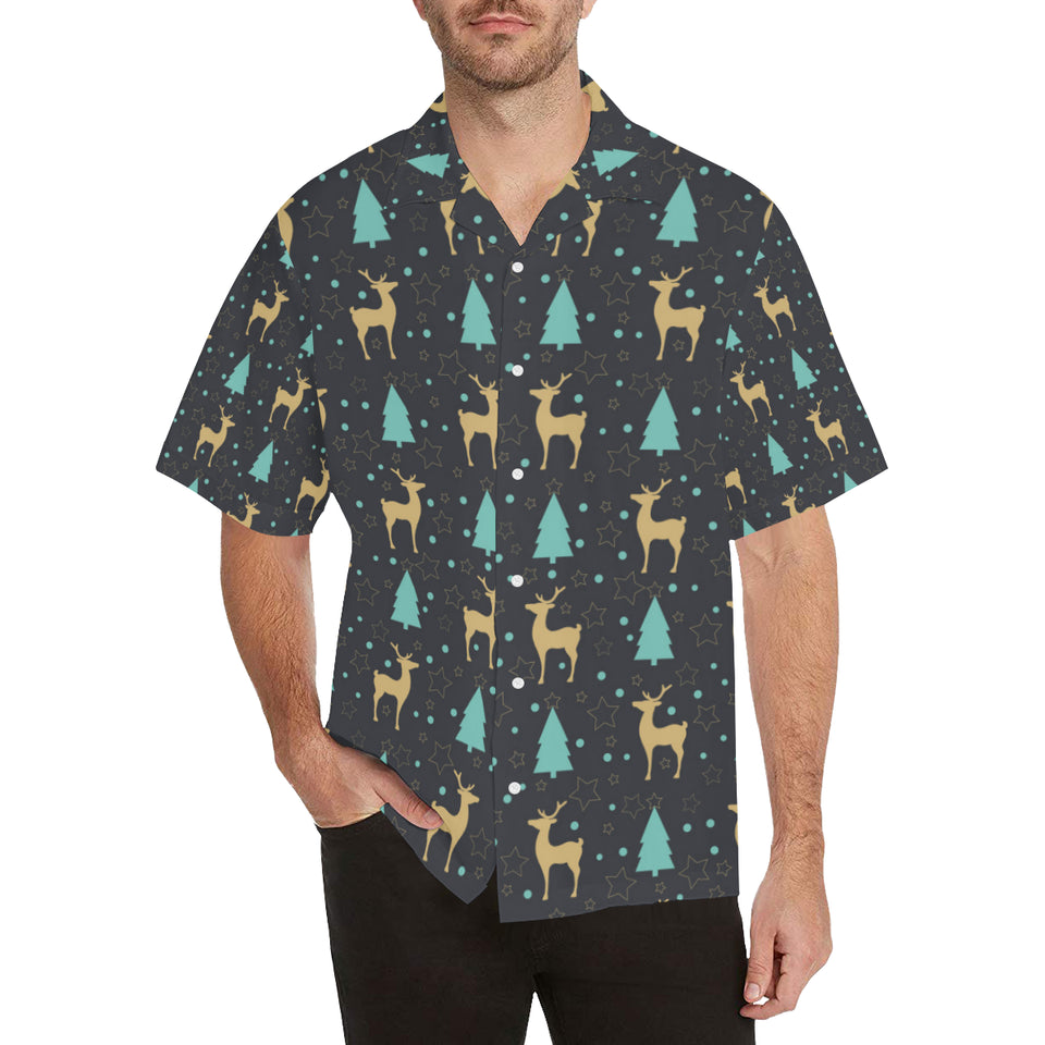 Deers star tree pattern Men's All Over Print Hawaiian Shirt