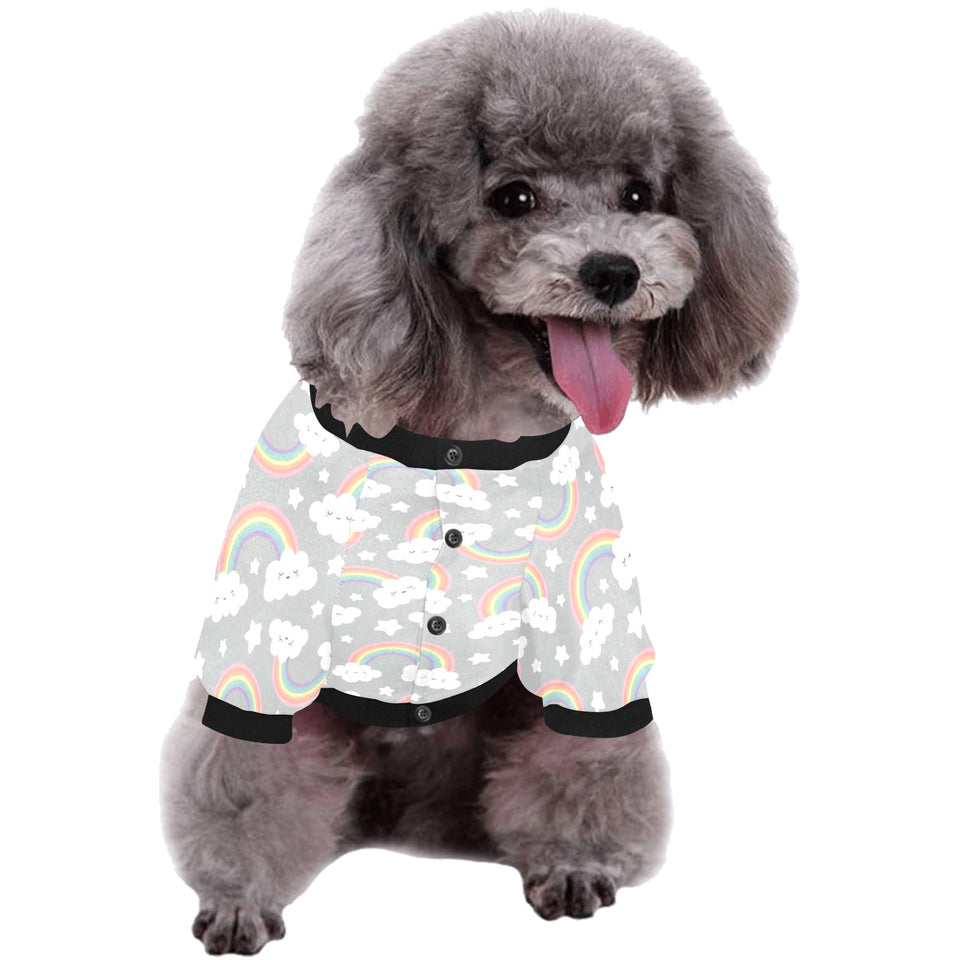 Cute rainbow clound star pattern All Over Print Pet Dog Round Neck Fuzzy Shirt