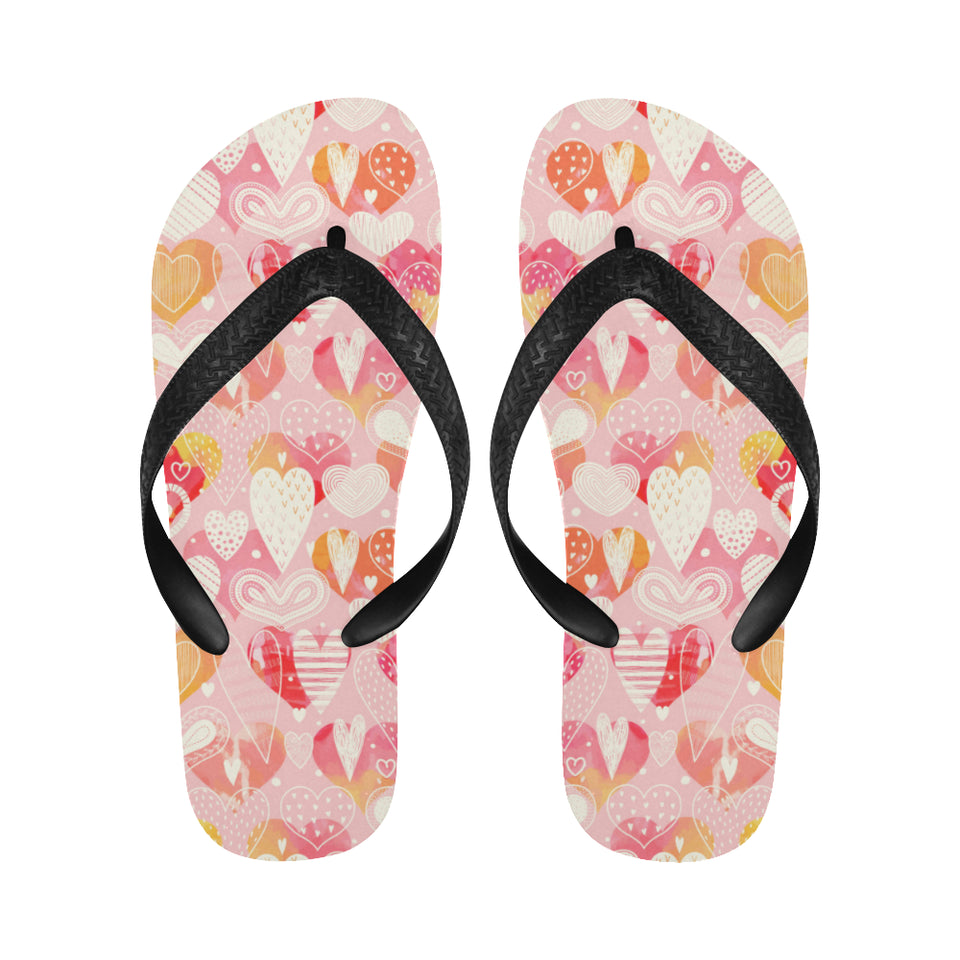 Hand drawn heart design pattern Unisex Flip Flops
