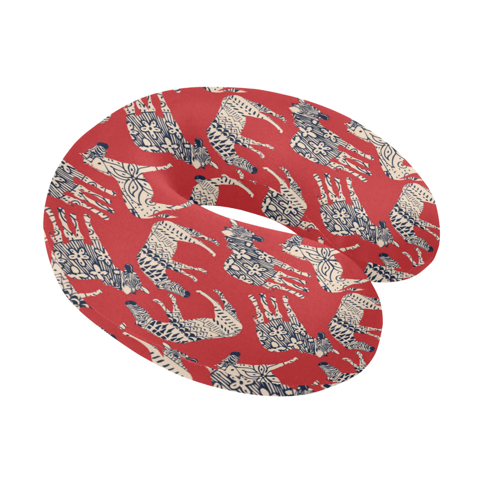 Zebra abstract red background U-Shaped Travel Neck Pillow