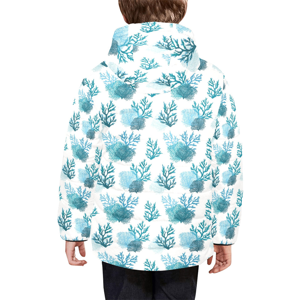 Coral Reef Pattern Print Design 04 Kids' Boys' Girls' Padded Hooded Jacket