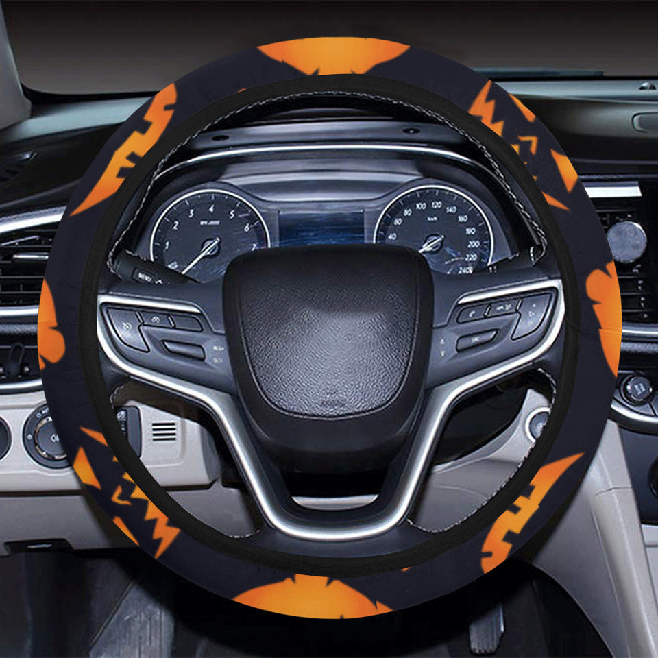 Halloween pattern Pumpkin background Car Steering Wheel Cover