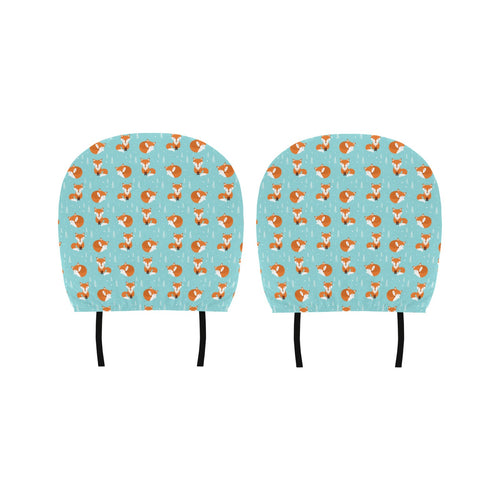 Fox pattern blue b ackground Car Headrest Cover