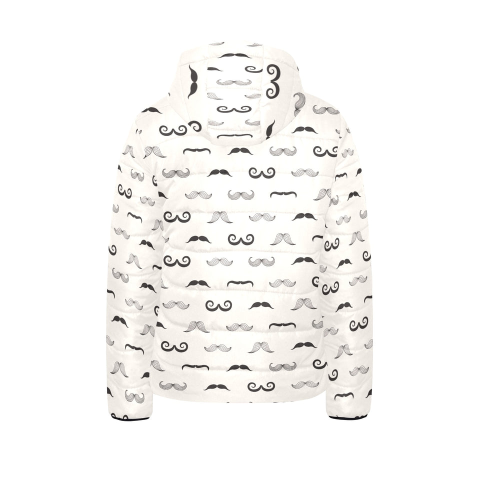 Mustache Beard Pattern Print Design 05 Kids' Boys' Girls' Padded Hooded Jacket