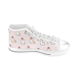 Cute Shiba Inu Dog Apple pattern Men's High Top Canvas Shoes White