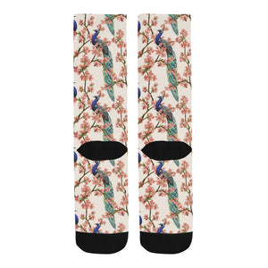 Peacock tropical flower pattern Crew Socks