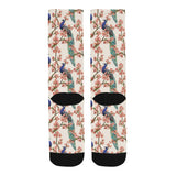 Peacock tropical flower pattern Crew Socks