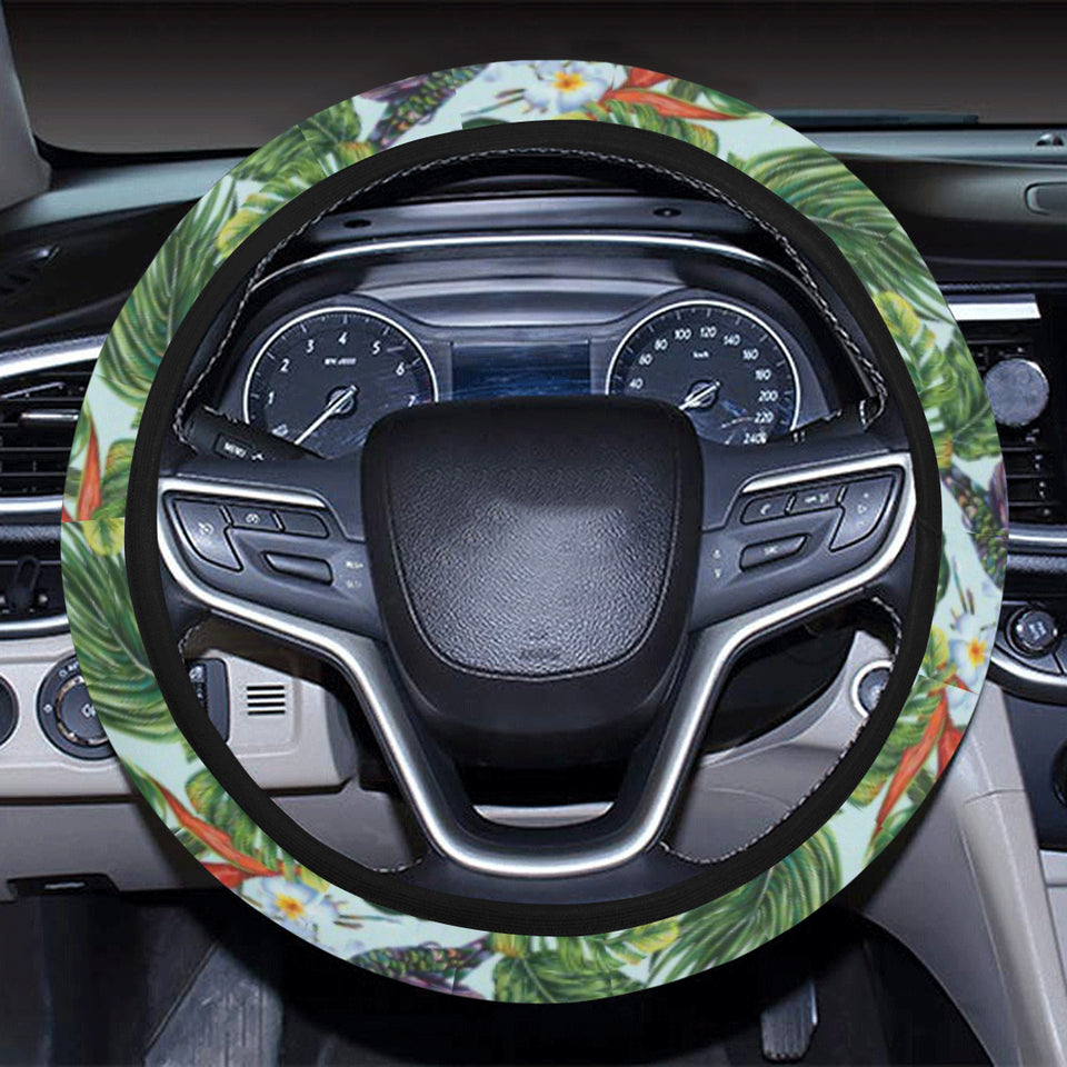 Hummingbird Pattern Print Design 05 Car Steering Wheel Cover
