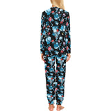 Skull flower roses leave pattern Women's All Over Print Pajama Set