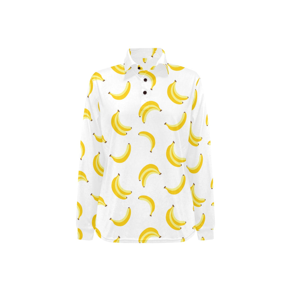 Banana pattern Women's Long Sleeve Polo Shirt