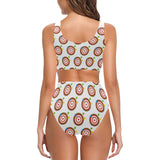 Darts Pattern Print Design 04 Chest Bowknot High Waisted Bikini Swimsuit