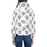 Hand drawn french fries pattern Women's Padded Hooded Jacket