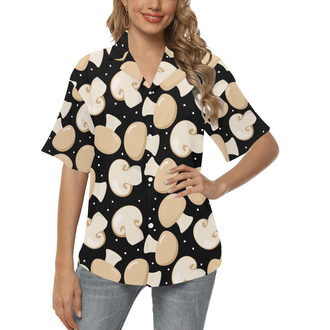 Champignon mushroom pattern Women's All Over Print Hawaiian Shirt