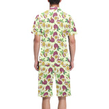 Paassion fruit pattern Men's V-Neck Short Pajama Set