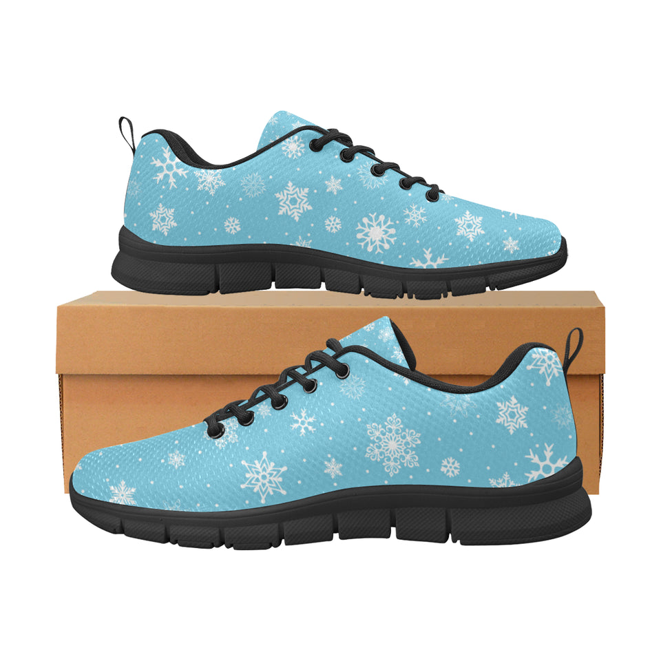 Snowflake pattern blue background Men's Sneaker Shoes