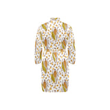 Corn Pattern Print Design 02 Men's Long Sleeve Belted Night Robe