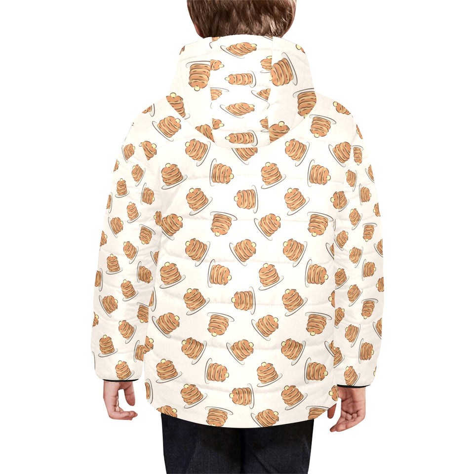 Pancake Pattern Print Design 01 Kids' Boys' Girls' Padded Hooded Jacket