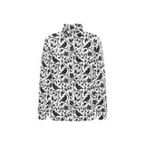 Crow dark floral pattern Women's Long Sleeve Polo Shirt