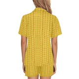 Corn Pattern Print Design 04 Women's V-Neck Short Pajama Set