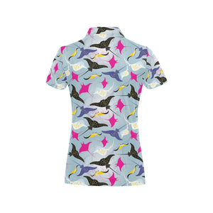 Stingray Pattern Print Design 01 Women's All Over Print Polo Shirt