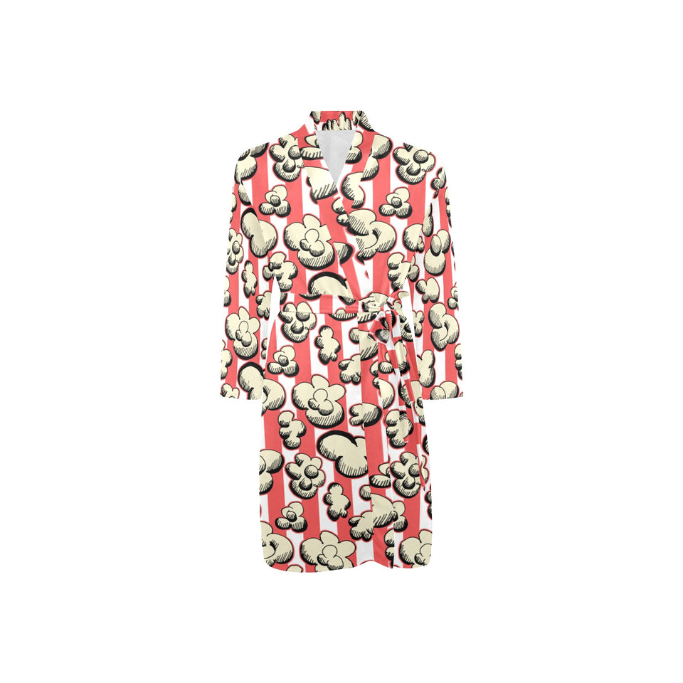 Popcorn Pattern Print Design 05 Men's Long Sleeve Belted Night Robe
