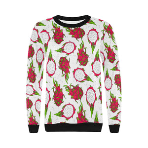 dragon fruits white background Women's Crew Neck Sweatshirt