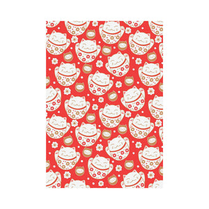 Cute Maneki neko cat red background House Flag Garden Flag