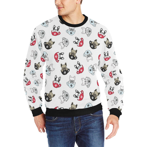 French bulldog cup paw pattern Men's Crew Neck Sweatshirt