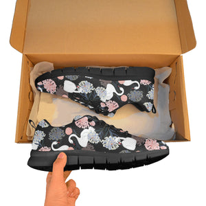 white swan blooming flower pattern Women's Sneaker Shoes
