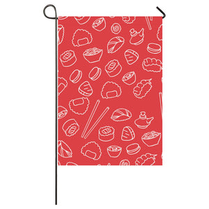 sushi pattern red background House Flag Garden Flag